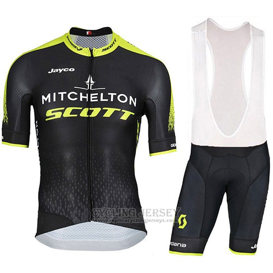 2018 Cycling Jersey Mitchelton Scott Black Short Sleeve and Bib Short